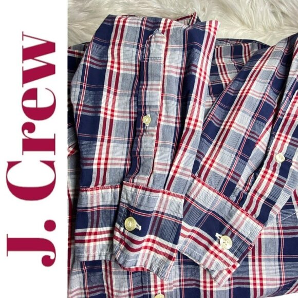 J. CREW FACTORY 100% Cotton Lightweight Summer Plaid Button Down Tailored Fit, M - Picture 6 of 9